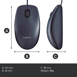 Logitech® B100 Optical USB Mouse, Black