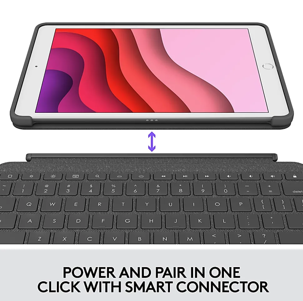 Logitech Combo Touch Keyboard/Cover Case iPad (7th Generation), iPad (9th Generation), iPad (8th Generation) Tablet - 920009608