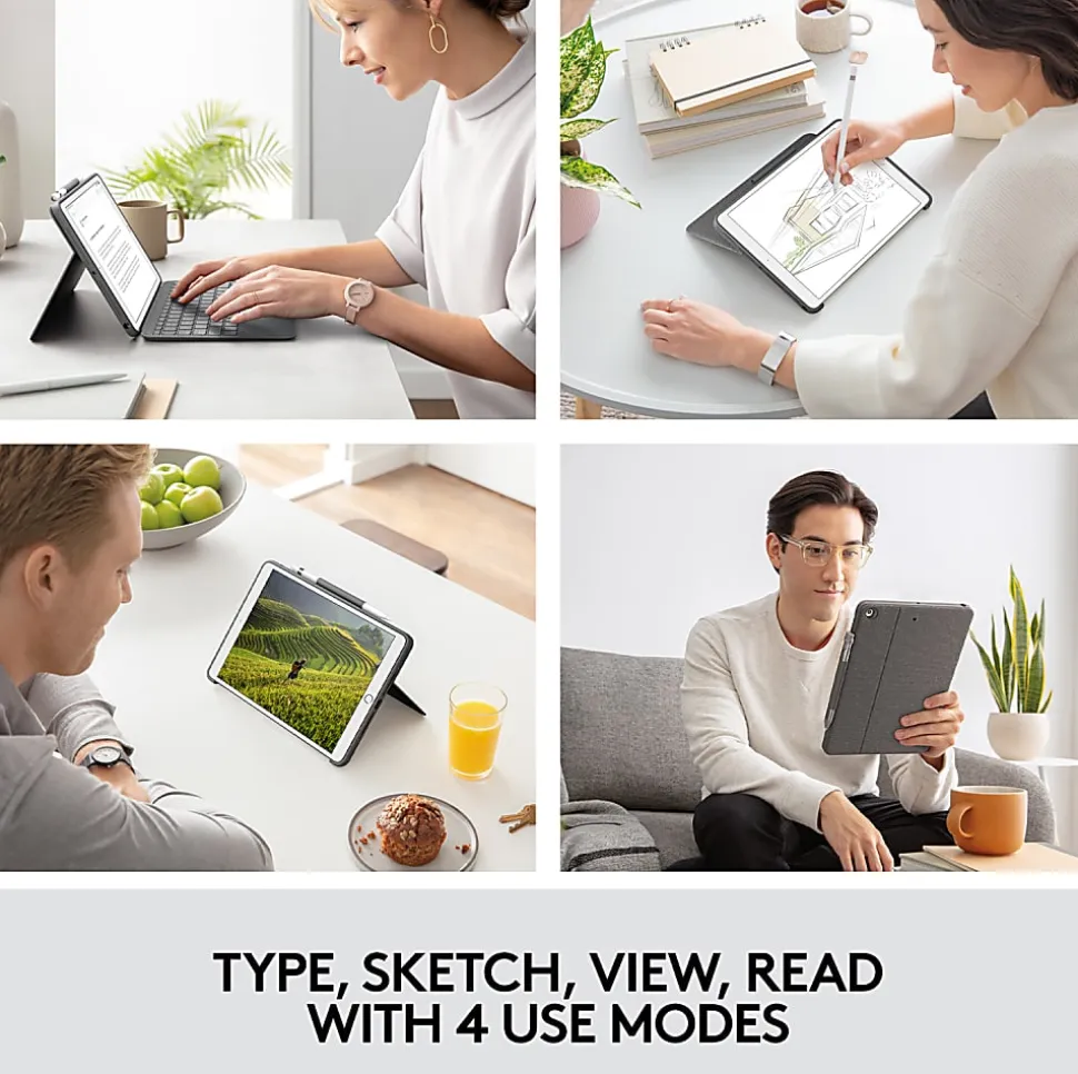 Logitech Combo Touch Keyboard/Cover Case iPad (7th Generation), iPad (9th Generation), iPad (8th Generation) Tablet - 920009608