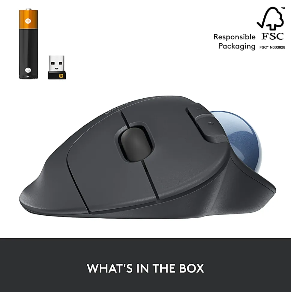 Logitech ERGO M575 Wireless Trackball Mouse, Black