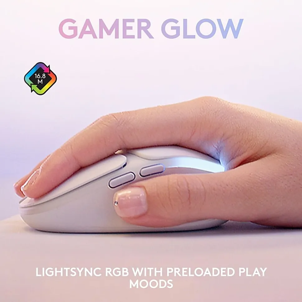 Logitech G705 Gaming Mouse - Wireless - Bluetooth/Radio Frequency - Rechargeable - White Mist - USB - 910006365