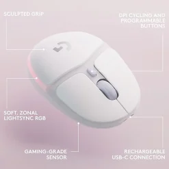 Logitech G705 Gaming Mouse - Wireless - Bluetooth/Radio Frequency - Rechargeable - White Mist - USB - 910006365