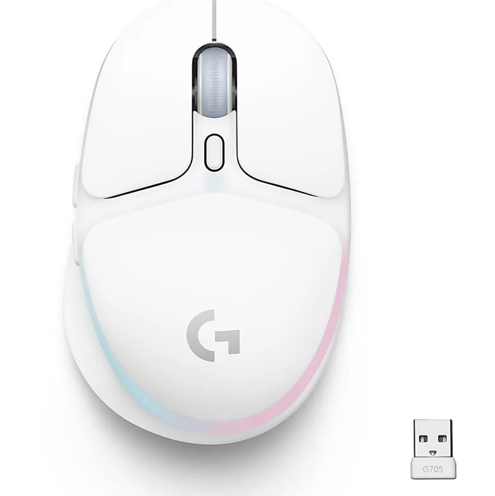 Logitech G705 Gaming Mouse - Wireless - Bluetooth/Radio Frequency - Rechargeable - White Mist - USB - 910006365