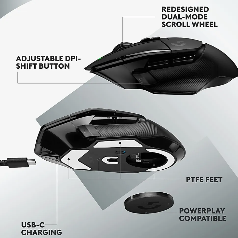 Logitech G LIGHTSPEED G502 X Gaming Mouse - Optical - Wireless - Black - USB - 25600 dpi - Scroll Wheel