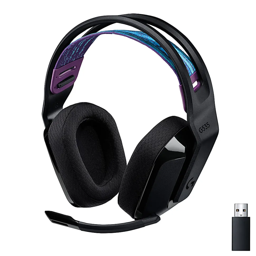 Logitech G535 Lightspeed Wireless Gaming Headset - Lightweight On-Ear Headphones, Compatible with PC, PS4, PS5, USB Rechargeable - Black