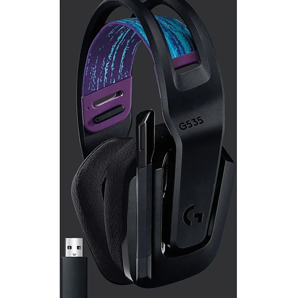 Logitech G535 Lightspeed Wireless Gaming Headset - Lightweight On-Ear Headphones, Compatible with PC, PS4, PS5, USB Rechargeable - Black