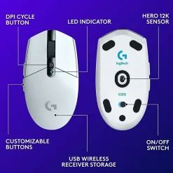 Logitech G305 LIGHTSPEED Wireless Gaming Mouse, White, 3CH528
