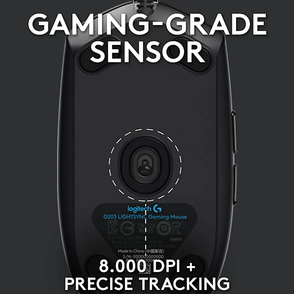Logitech® G203 LIGHTSYNC Optical Gaming Mouse, Black