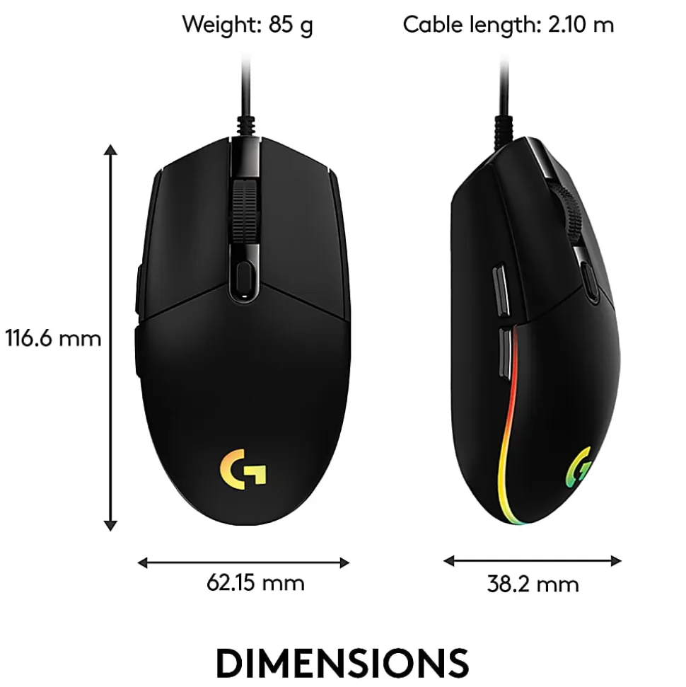 Logitech® G203 LIGHTSYNC Optical Gaming Mouse, Black
