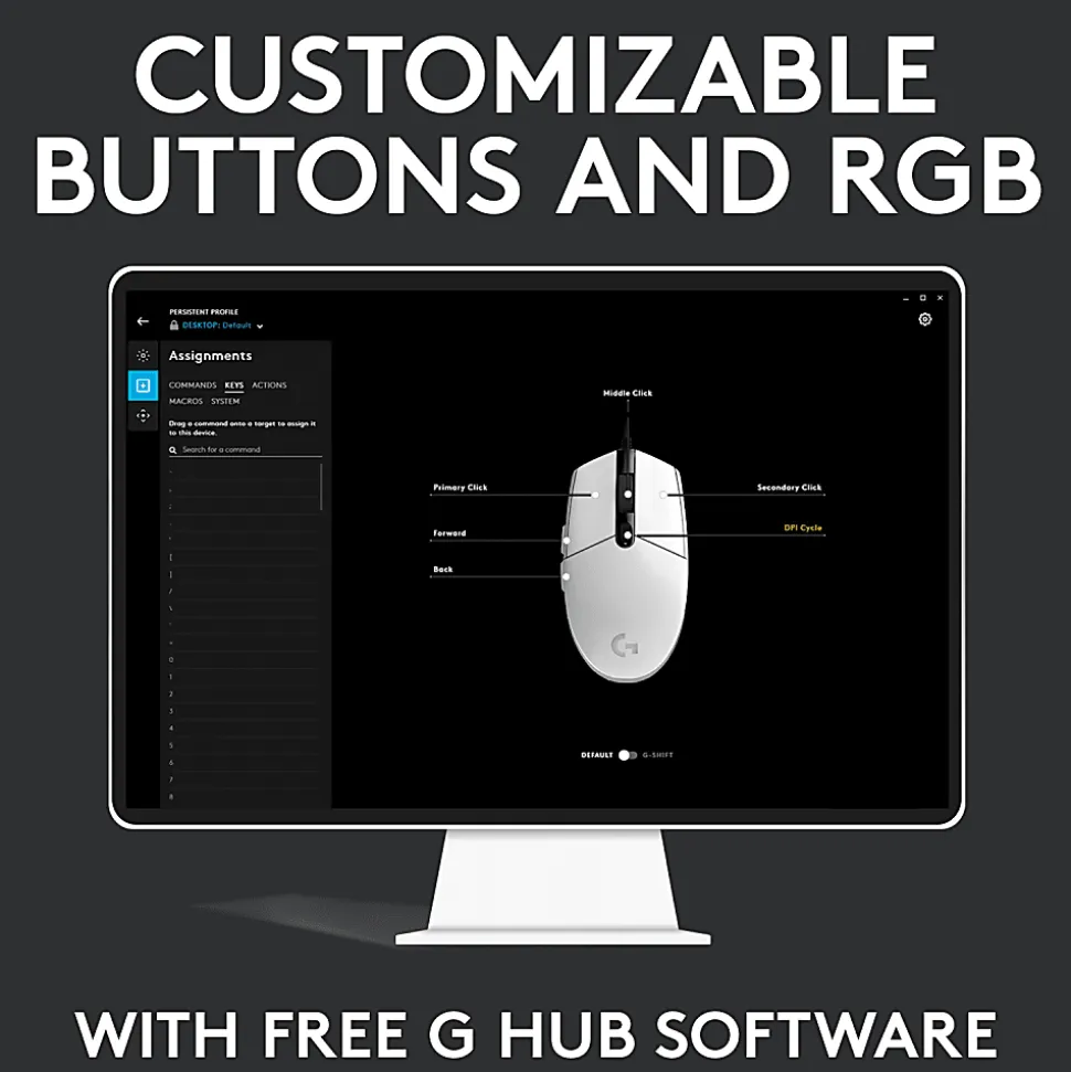Logitech® G203 LIGHTSYNC Optical Gaming Mouse, Black