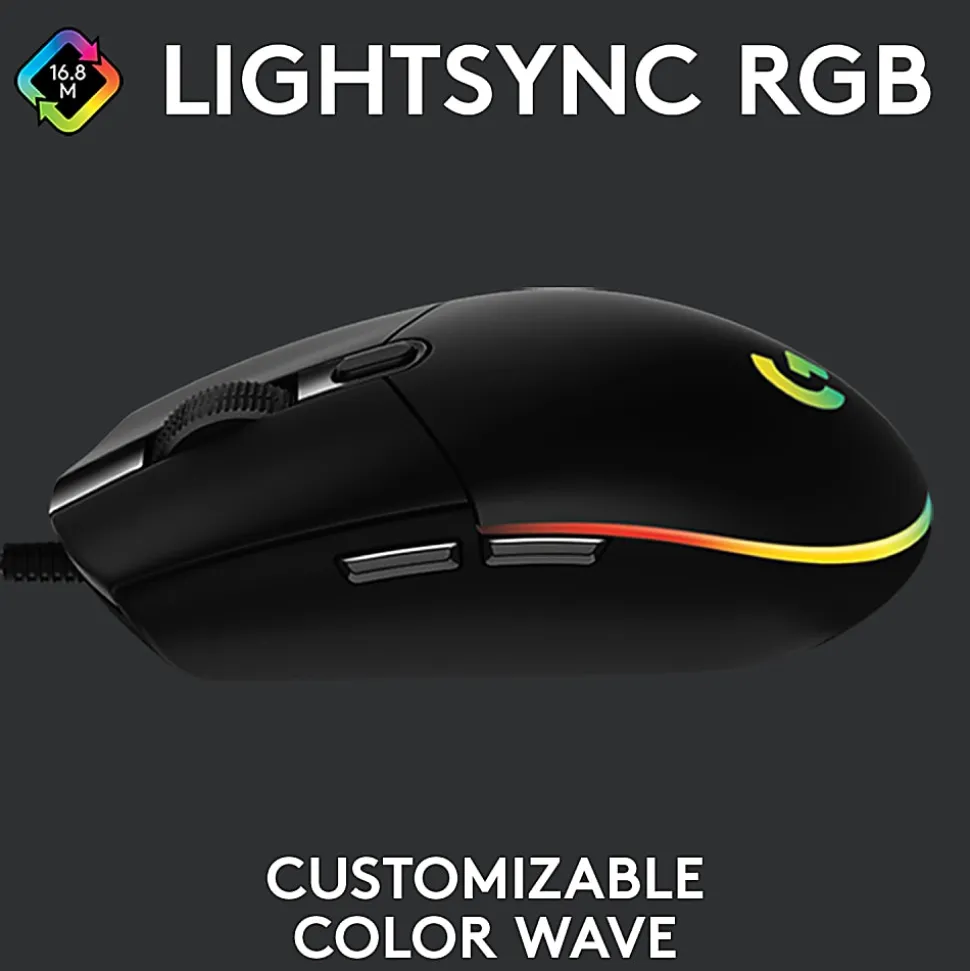 Logitech® G203 LIGHTSYNC Optical Gaming Mouse, Black