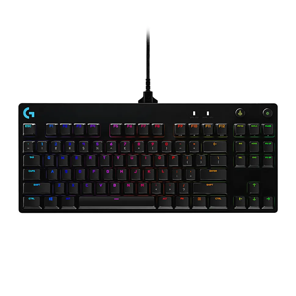 Logitech G Pro TKL Mechanical Wired Gaming Keyboard GX Blue Clicky Switch and LIGHTSYNC RGB Backlit Keys, Black