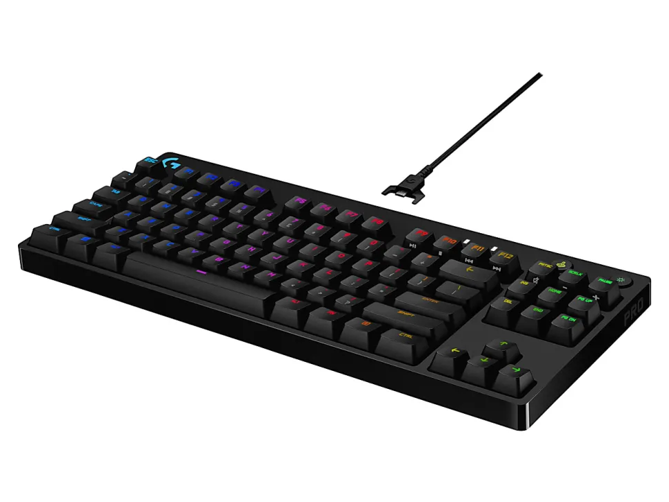 Logitech G Pro TKL Mechanical Wired Gaming Keyboard GX Blue Clicky Switch and LIGHTSYNC RGB Backlit Keys, Black