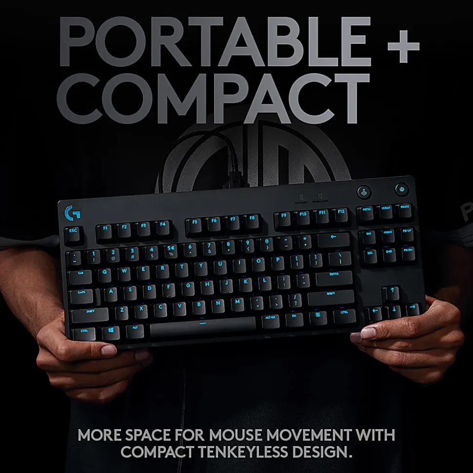 Logitech G Pro TKL Mechanical Wired Gaming Keyboard GX Blue Clicky Switch and LIGHTSYNC RGB Backlit Keys, Black