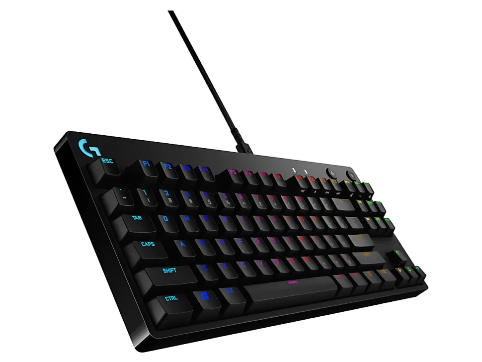Logitech G Pro TKL Mechanical Wired Gaming Keyboard GX Blue Clicky Switch and LIGHTSYNC RGB Backlit Keys, Black