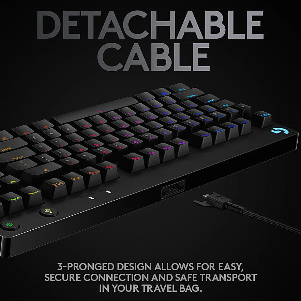 Logitech G Pro TKL Mechanical Wired Gaming Keyboard GX Blue Clicky Switch and LIGHTSYNC RGB Backlit Keys, Black