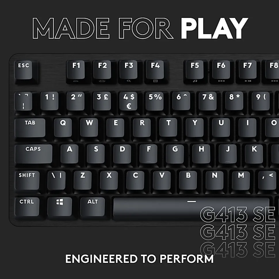 Logitech® G413 SE Mechanical Gaming Keyboard, Black Aluminum