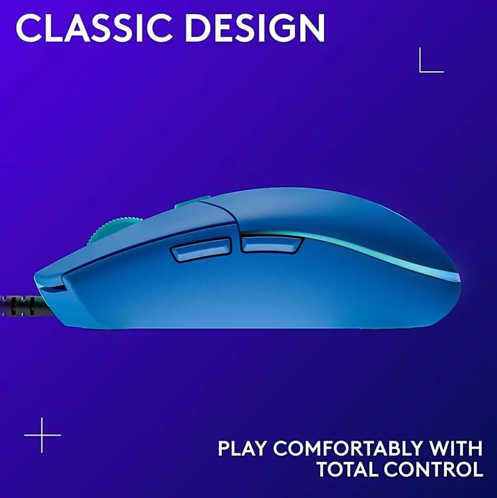 Logitech G203 Wired Gaming Mouse, Blue, 910005792