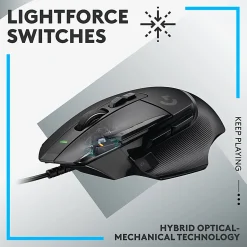 Logitech G502 X Wired Gaming Mouse - LIGHTFORCE Hybrid Optical-Mechanical Primary Switches, HERO 25K Gaming Sensor, Black