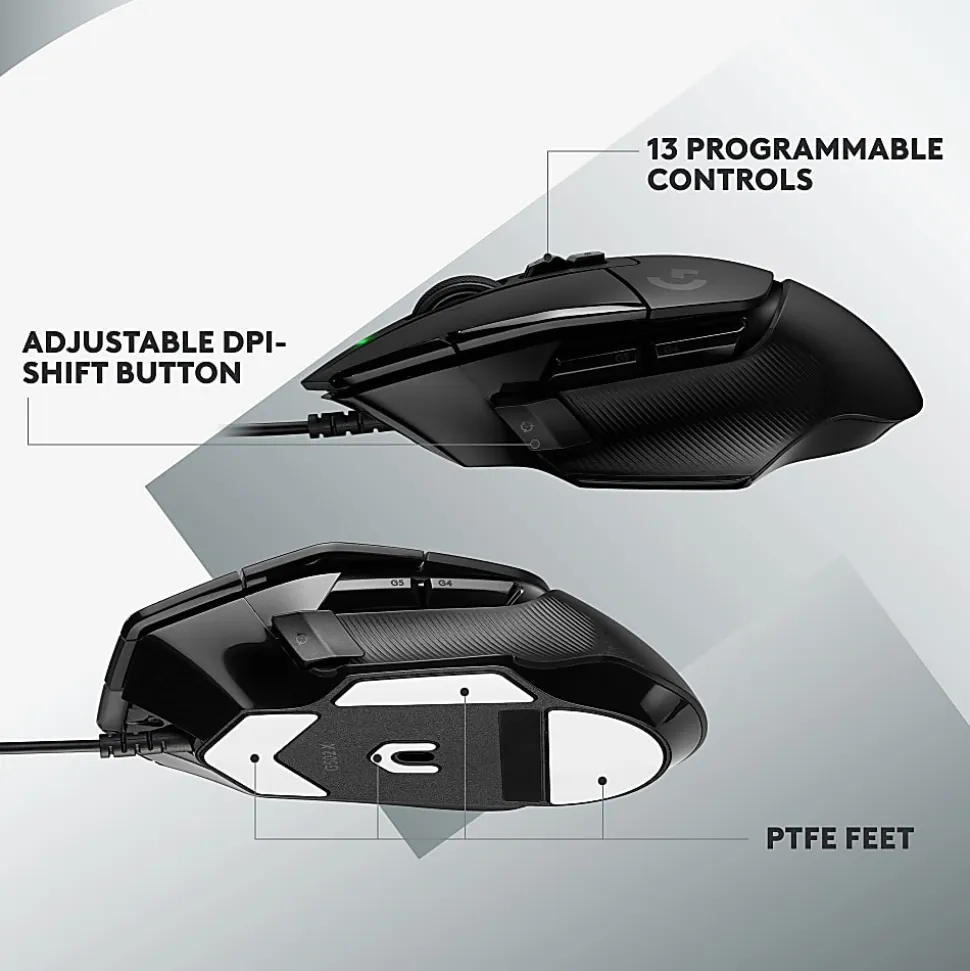 Logitech G502 X Wired Gaming Mouse - LIGHTFORCE Hybrid Optical-Mechanical Primary Switches, HERO 25K Gaming Sensor, Black
