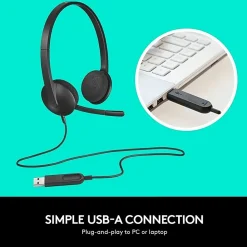 Logitech® H340 USB Headset, Black