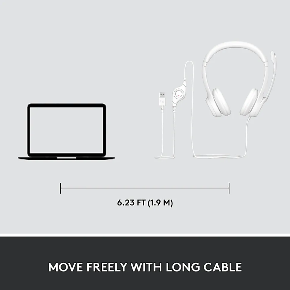 Logitech® H390 Wired Headset For PC/Laptop, Off-White, 981-001285