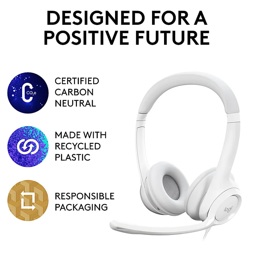 Logitech® H390 Wired Headset For PC/Laptop, Off-White, 981-001285