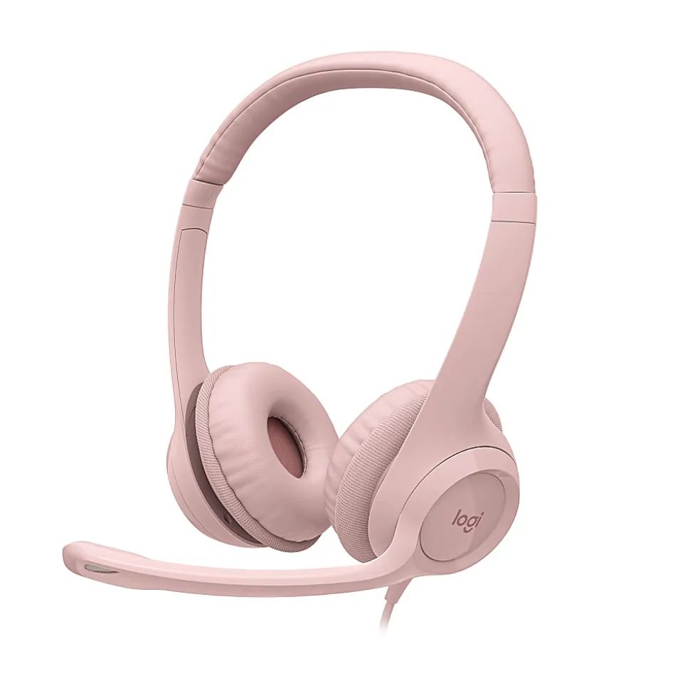 Logitech® H390 Wired On-Ear Headset For PC/Laptop, Rose, 981-001280