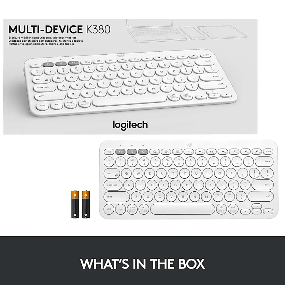 Logitech® K380 Multi-Device Bluetooth® Keyboard, Off White, 920-009600
