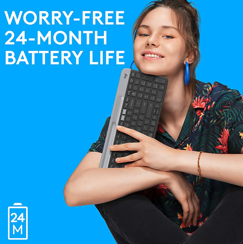 Logitech K585 Multi-Device Slim Wireless Keyboard, Built-in Cradle - 920011479