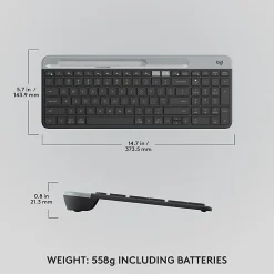 Logitech K585 Multi-Device Slim Wireless Keyboard, Built-in Cradle - 920011479