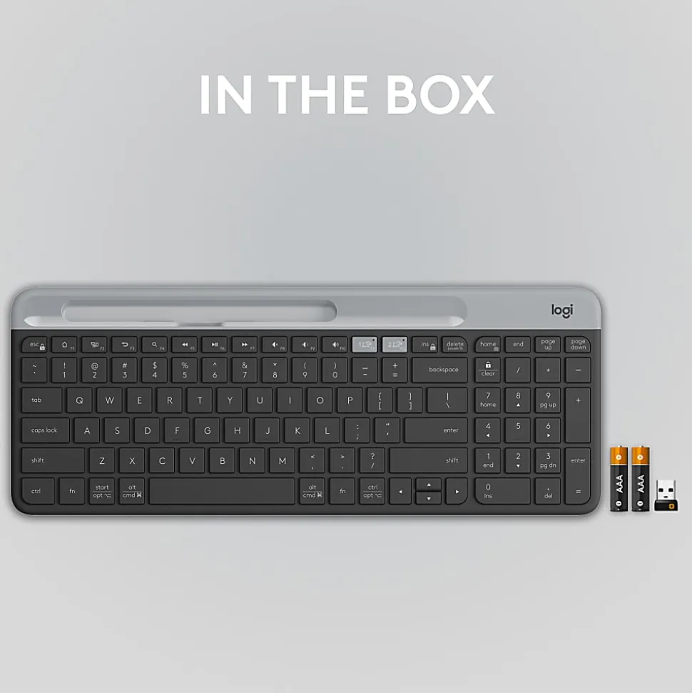 Logitech K585 Multi-Device Slim Wireless Keyboard, Built-in Cradle - 920011479