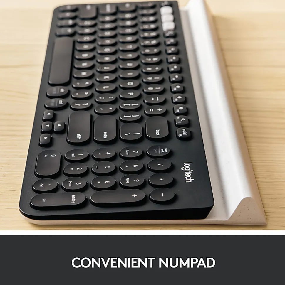 Logitech® K780 Multi-Device Wireless Keyboard, Full Size, Black/White, 920-008149