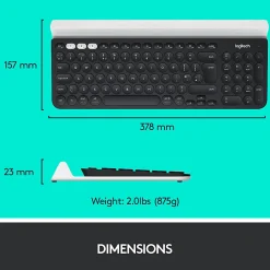 Logitech® K780 Multi-Device Wireless Keyboard, Full Size, Black/White, 920-008149