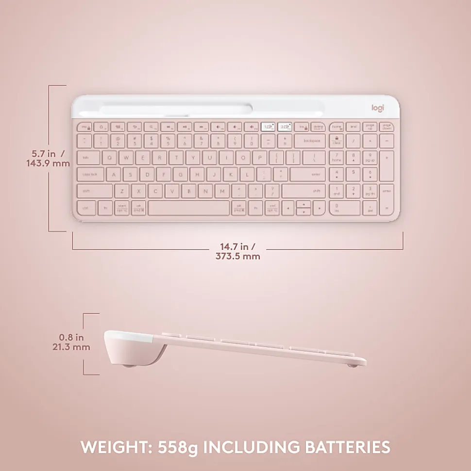 Logitech K585 Slim Multi-Device Wireless Keyboard - Wireless Connectivity - Bluetooth/RF - 2.40 GHz - 920011477