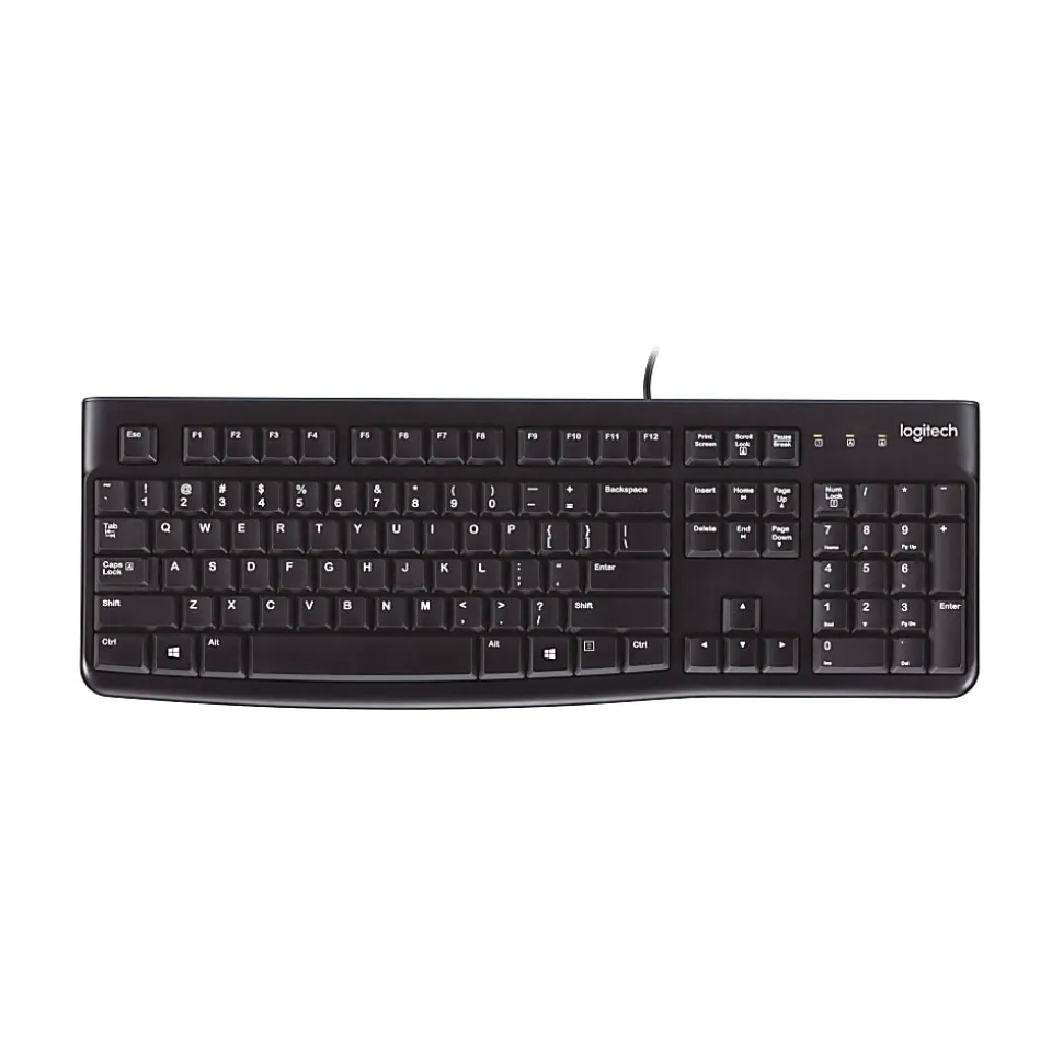 Logitech K120 Wired Keyboard for Windows, USB Plug-and-Play, Full-Size, Spill-Resistant, Curved Space Bar, Compatible with PC, Laptop - Black