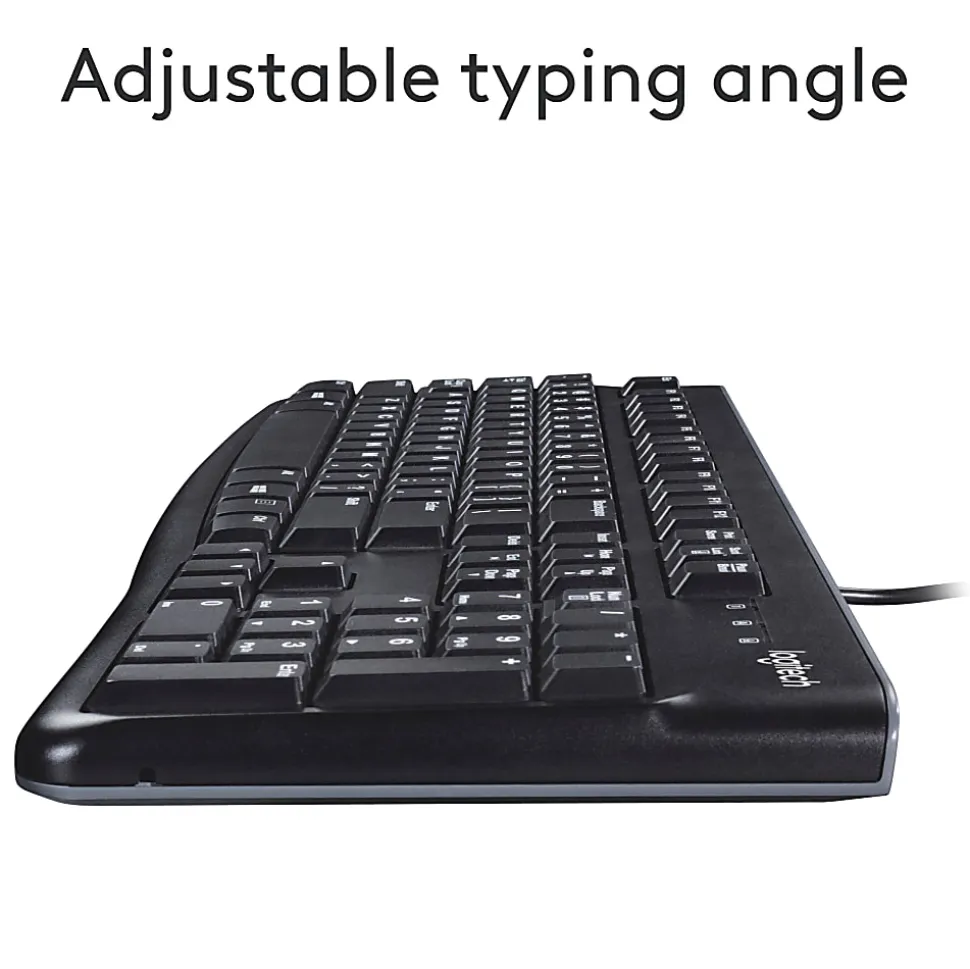 Logitech K120 Wired Keyboard for Windows, USB Plug-and-Play, Full-Size, Spill-Resistant, Curved Space Bar, Compatible with PC, Laptop - Black