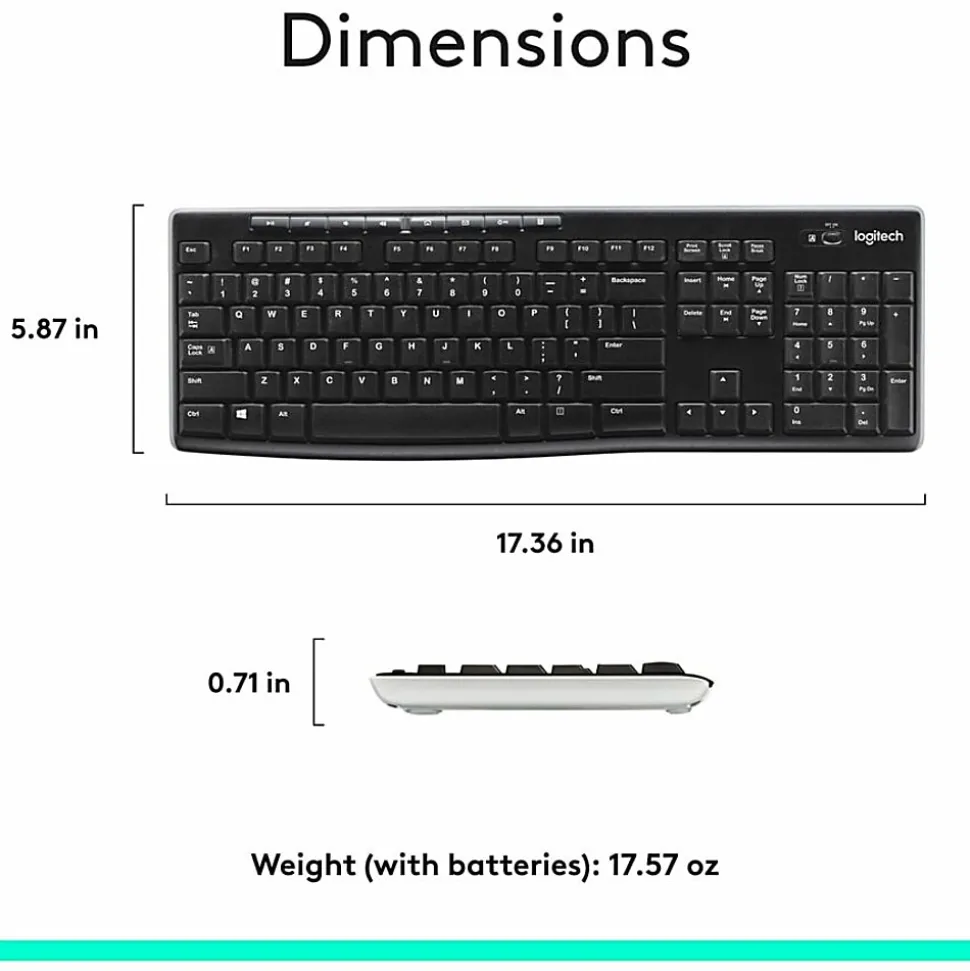 Logitech® K270 Wireless Keyboard, Black, 10459982