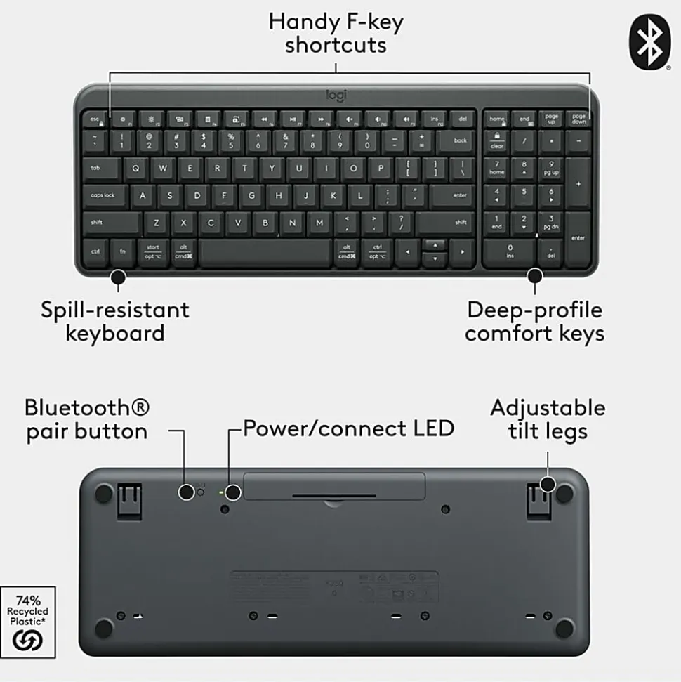 Logitech K250 Wireless Keyboard Graphit, 920013442