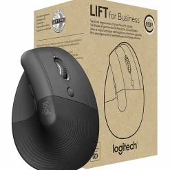 Logitech Lift for Business, Vertical Ergonomic Mouse, Wireless, Bluetooth, Logi Bolt USB, Quiet clicks, Graphite - 910006491
