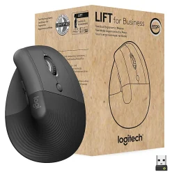 Logitech Lift for Business, Vertical Ergonomic Mouse, Wireless, Bluetooth, Logi Bolt USB, Quiet clicks, Graphite - 910006491
