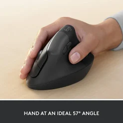 Logitech Lift for Business, Vertical Ergonomic Mouse, Wireless, Bluetooth, Logi Bolt USB, Quiet clicks, Graphite - 910006491