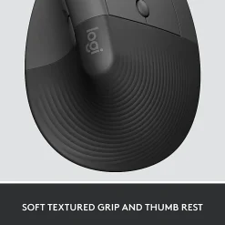 Logitech Lift for Business, Vertical Ergonomic Mouse, Wireless, Bluetooth, Logi Bolt USB, Quiet clicks, Graphite - 910006491