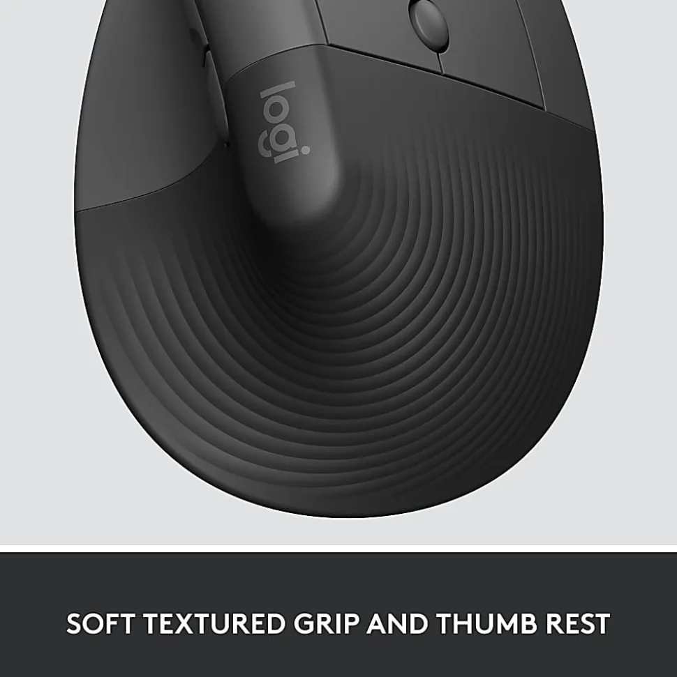 Logitech Lift for Business, Vertical Ergonomic Mouse, Wireless, Bluetooth, Logi Bolt USB, Quiet clicks, Graphite - 910006491