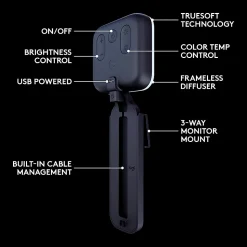 Logitech® Litra Glow Premium Streaming Light With Adjustable Mount, Graphite, 9YZ721