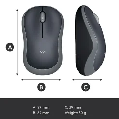 Logitech M185 Ambidextrous Wireless Mouse, Swift Gray
