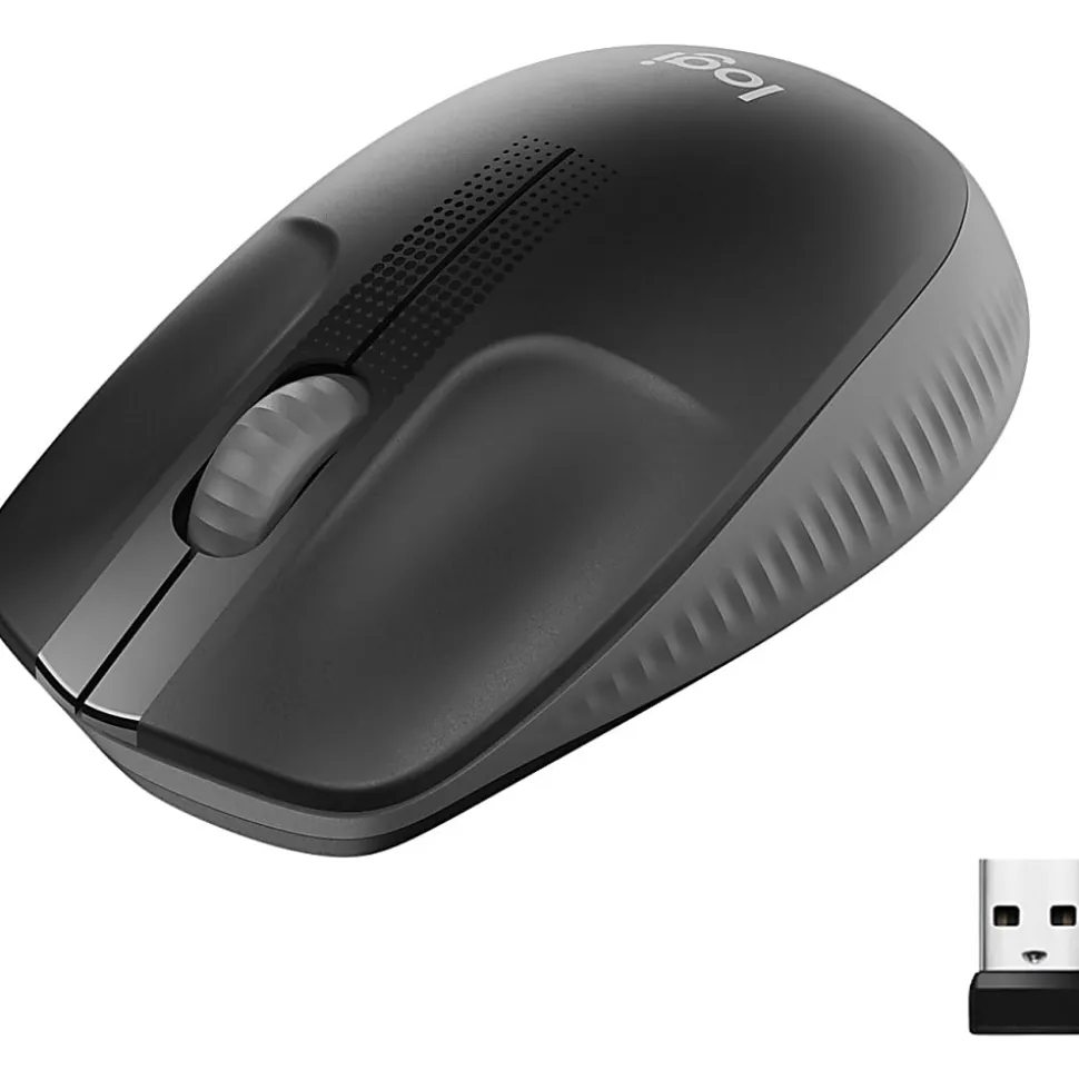Logitech® M190 Full Size Ambidextrous Wireless Mouse, Charcoal