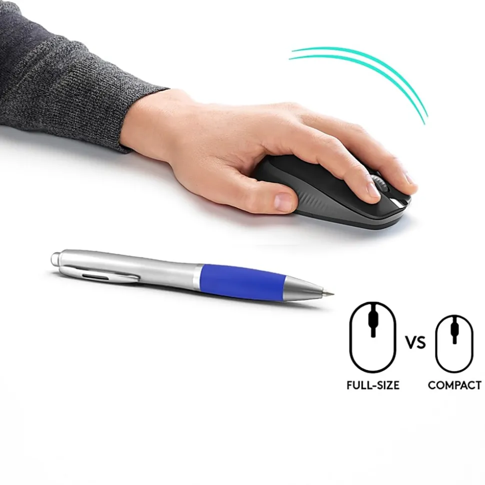 Logitech® M190 Full Size Ambidextrous Wireless Mouse, Charcoal