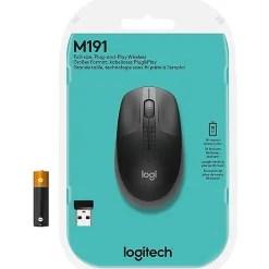Logitech® M190 Full Size Ambidextrous Wireless Mouse, Charcoal