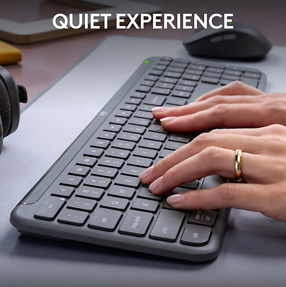 Logitech MK955 Signature Slim Wireless Keyboard And Mouse Combo, Full Size, Graphite, 920-012425